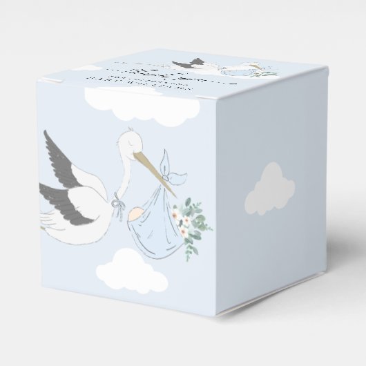 Blue Stork Baby shower Bedankt Bedankdoosjes (Voorkant Zijde)