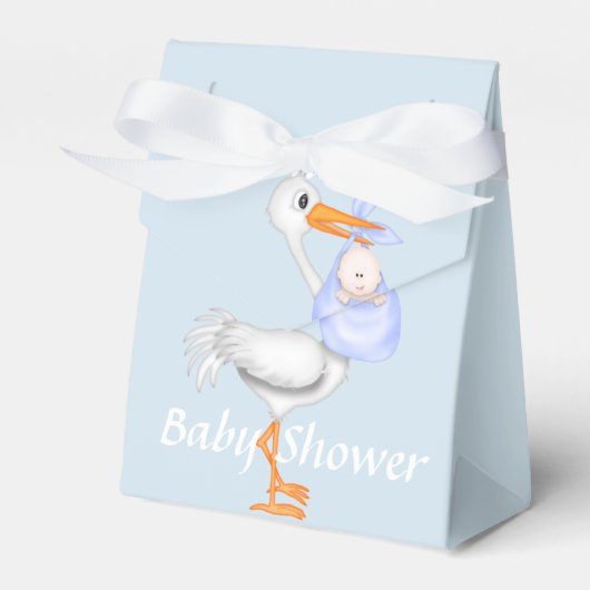 Blue Stork Baby shower Favor Box Bedankdoosjes (Voorkant Zijde)