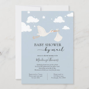 Blue Stork Baby shower per post Kaart