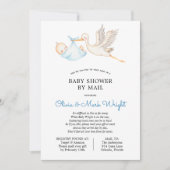Blue Stork Baby shower per post Kaart (Voorkant)