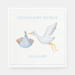 Blue Stork Boy Baby shower Servet