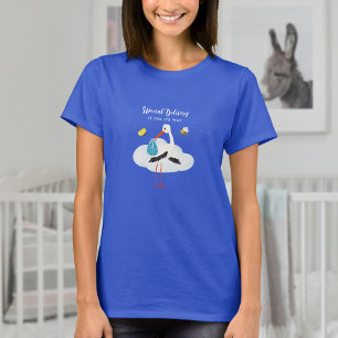 Blue Stork Boy Baby shower T-shirt