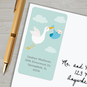 Blue Stork Bundle Baby shower retouradres Etiket
