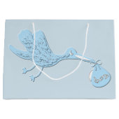 Blue Stork Delivering Boy Large Cadeautasje (Voorkant)