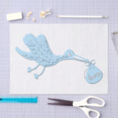 Blue Stork Delivering Boy Tissuepapier (Craft)