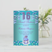 Blue Streamers & Cake Sweet 16 Invitation d'annive (Debout devant)