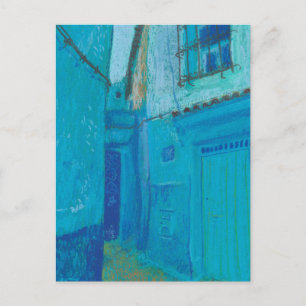 Blue Street Chefchaouen Marokko Pastel Painting Ar Briefkaart