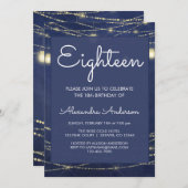 Blue String Light Mason Jar 18e verjaardag Kaart (Voorkant / Achterkant)