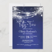 Blue String Lights 55e verjaardagsfeest Kaart (Voorkant)