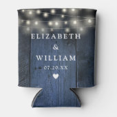 Blue String Lights Rustiek Hout Boho Schuur Huweli Blikjeskoeler (Voorkant)