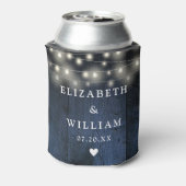 Blue String Lights Rustiek Hout Boho Schuur Huweli Blikjeskoeler (Blikje Achterkant)