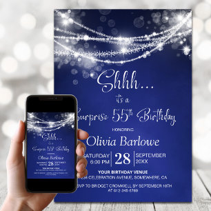 Blue String Lights Verrassing 55ste Verjaardagsfee Kaart