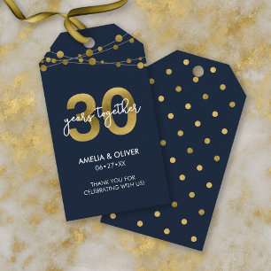 Blue Strings of Lights 30ste huwelijksverjaardag Cadeaulabel