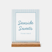 Blue Stripe Beach Club Cabana Beach Dessert Sign (Recto)