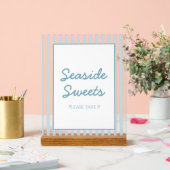 Blue Stripe Beach Club Cabana Beach Dessert Sign (Mariage)