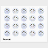 Blue Stripe Birds Adres Sticker (Vel)