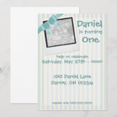 Blue Stripe Birthday Invitation Cards Kaart (Voorkant / Achterkant)