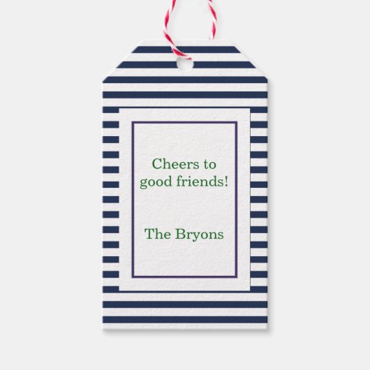 Blue Stripe Custom Wine Label Cadeaulabel (Voorkant)