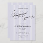 Blue Stripe Flourish Script Rehearsal Dinner Kaart (Voorkant / Achterkant)