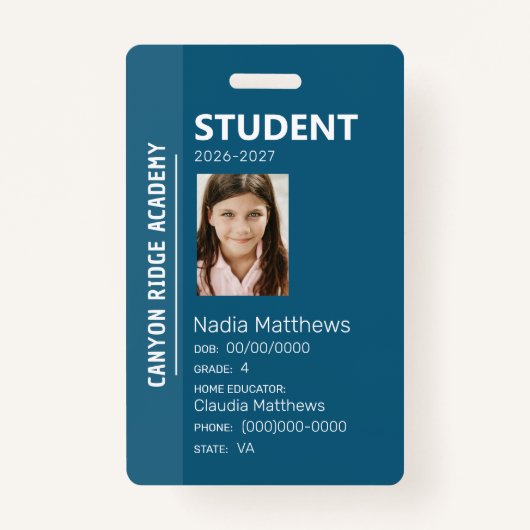 Blue Stripe Homeschool Student ID Badge (Voorkant)