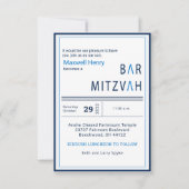 Blue Stripe Modern Bar Mitzvah Invitation (Devant)