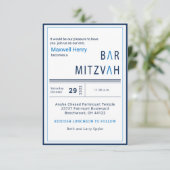 Blue Stripe Modern Bar Mitzvah Invitation (Debout devant)