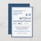 Blue Stripe Modern Bar Mitzvah Invitation (Devant / Derrière)