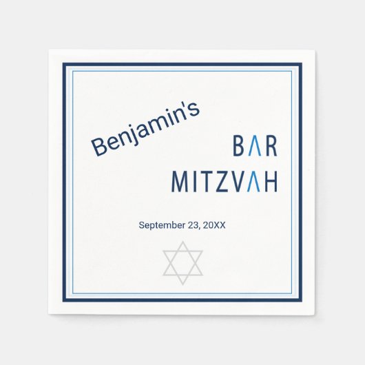 Blue Stripe Modern Bar Mitzvah Servet (Voorkant)