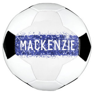 Blue Stripe Monogram Naam Gepersonaliseerd Voetbal