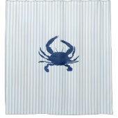 Blue Stripe Pattern Crab Kustdouchegordijn Douchegordijn (Voorkant)