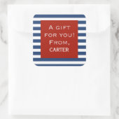 Blue Stripe Red Lijst Personal Gift Sticker (Tas)