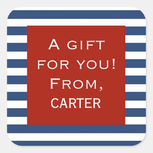 Blue Stripe Red Lijst Personal Gift Sticker (Voorkant)