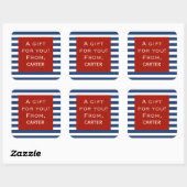 Blue Stripe Red Lijst Personal Gift Sticker (Vel)