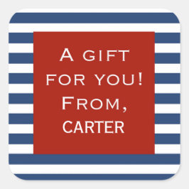 Blue Stripe Red Lijst Personal Gift Sticker