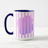 Blue Stripe Simple Two-Tone Mug with purple Floral (Gauche)