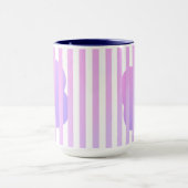 Blue Stripe Simple Two-Tone Mug with purple Floral (Centre)