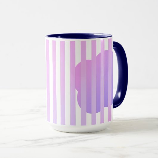 Blue Stripe Simple Two-Tone Mug with purple Floral (Devant droit)
