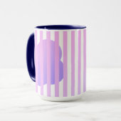 Blue Stripe Simple Two-Tone Mug with purple Floral (Devant gauche)