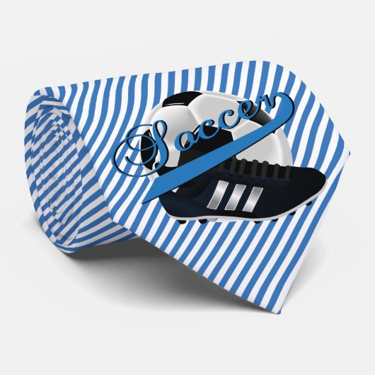 Blue Stripe Soccer Player Stropdas (Opgerold)