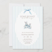 Blue Stripe Some Bunny Baby Shower Kaart (Voorkant)
