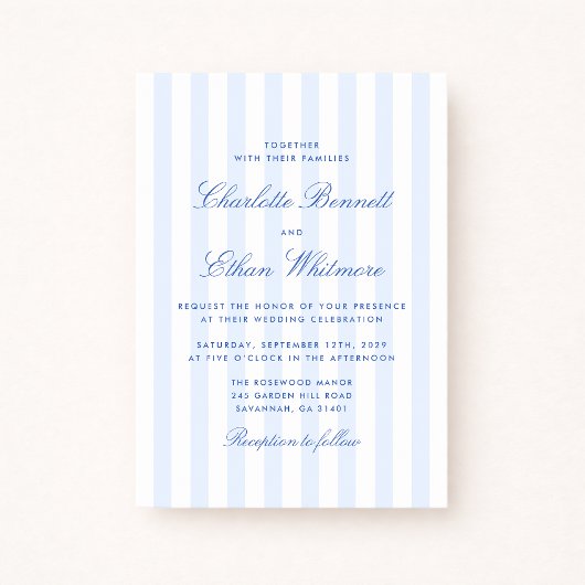 Blue Stripe Wedding Invitation