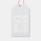 Blue Striped  Baptism Thank You  Cadeaulabel (Voorkant)