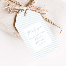 Blue Striped  Baptism Thank You  Cadeaulabel