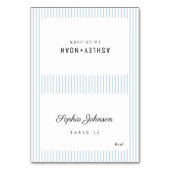 Blue Striped Elegance Classy Foldable Place Card Kaart (Voorkant)