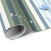 Blue Striped Floral Archive Personalized Wrapping  Cadeaupapier (Rol Hoek)