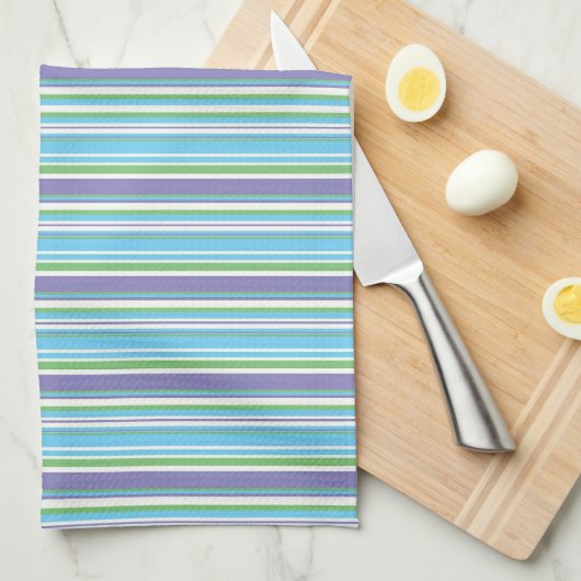 Blue Striped Hand Towel Theedoek (Quarter Fold)