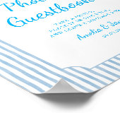 Blue Striped Modern Wedding Guestbook Sign Poster (Hoek)