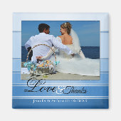 Blue Striped Nautical Wedding Photo Magnet Magneet (Voorkant)