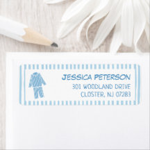 Blue Striped Pajamas Party Return Address