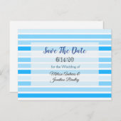 Blue Striped Save the Date Briefkaart (Voorkant / Achterkant)